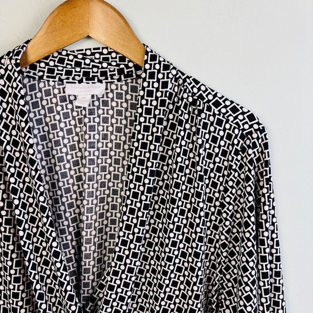 Charter Club Geo Print Faux Wrap Top